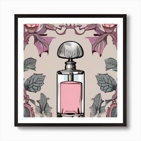 Perfume Bottle With Roses Art Print