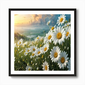 Daisies At Sunset Art Print