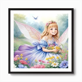 Fairy Girl With Flowers Art Print