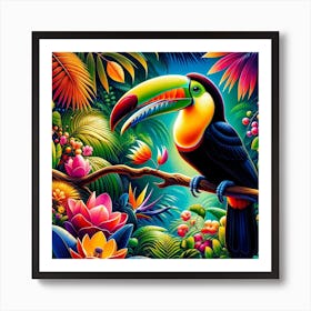 Toucan In The Jungle Art Print