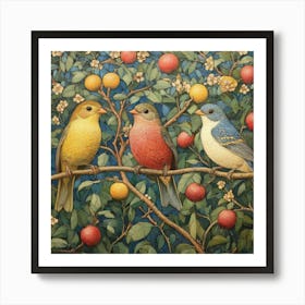 Three Birds On A Branch Art 11 Art Print