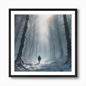 Winter Forest With Visible Horizon And Stars From Above Drone View Sharp Focus Emitting Diodes S (6) Art Print