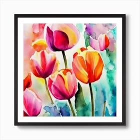 Watercolor Tulips Art Print