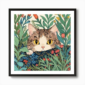 Cat In The Garden 9 Art Print