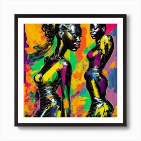 Two Women In Bright Colors Art Print