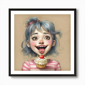 Girl With A Cupcake 1 Art Print