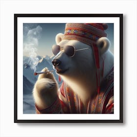 Polar Bear Smoking Art Print