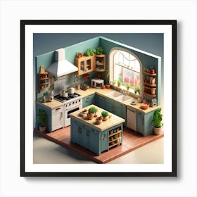 Isometric Kitchen 1 Art Print