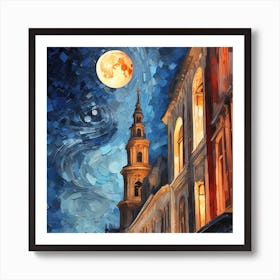 Moonlight In The City Art Print