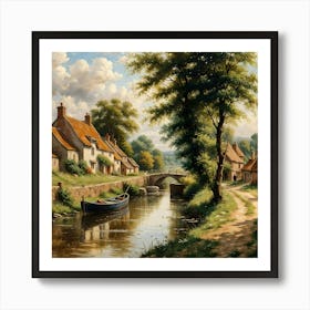 Village By The Canal Art Print