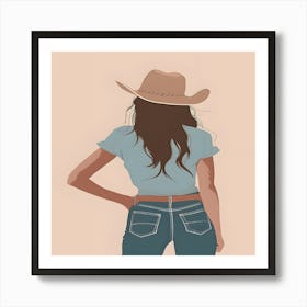 Cowgirl In A Cowboy Hat Art Print