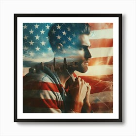 A american flag, a man 2 Art Print