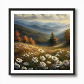 Appalachian Mountains Nature, Autumn Antique Oil Colors.3 Art Print