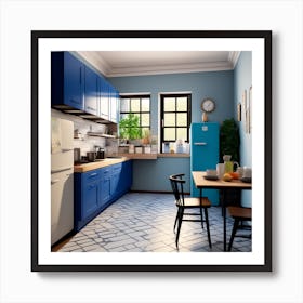 Blue Kitchen Art Print