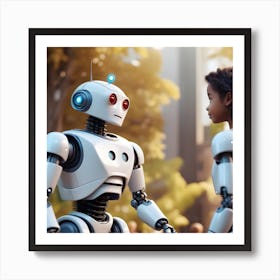 Robots And Children Art Print