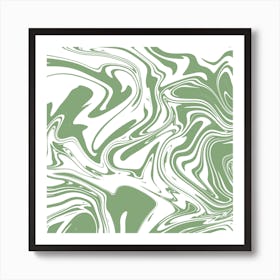 Liquid Contemporary Abstract Light Pastel Green and White Swirls - Retro Marble Swirl Lava Lamp Art Print