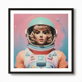 Pastel Female Astronaut 4 Art Print