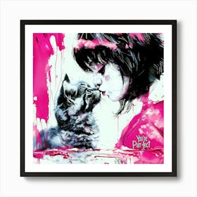 Purrfect In Pink - Cat Kiss Art Print