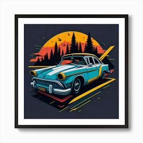 Car Colored Artwork Of Graphic Design Flat (35) Art Print