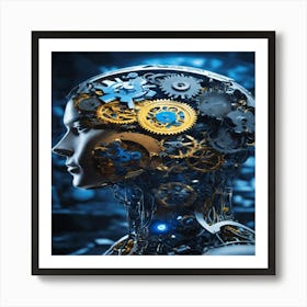 Woman'S Head With Gears Art Print