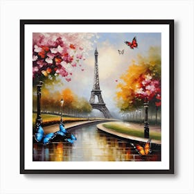 Paris With Butterflies 69 Art Print