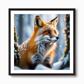 Fox In The Snow 13 Art Print