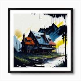 Colored House Ink Painting (77) Art Print