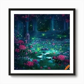 Craiyon 221303 A Romantic Garden At Night Art Print