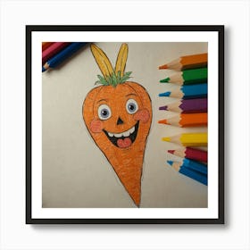 Carrot Drawing Art Print