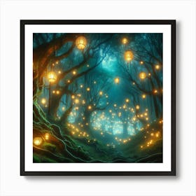 Fairy Lanterns In The Forest Art Print