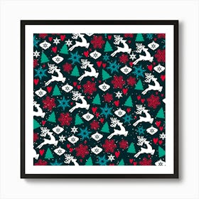 Holiday Season Pattern December Happy Art Print