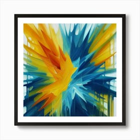 Gorgeous, distinctive yellow, green and blue abstract artwork 5 Art Print