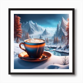 Coffee Cup In The Snow Art Print