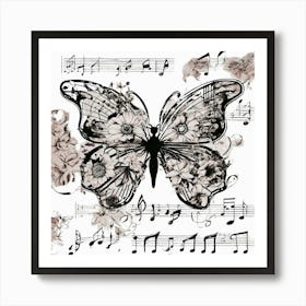 Music Note Butterfly 3 Art Print