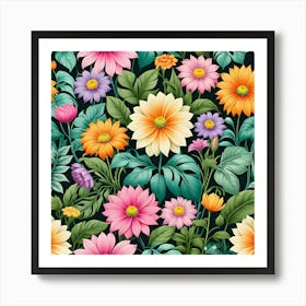 Seamless Floral Pattern 2 Art Print