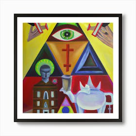 An Cubism Oil Painting Of Illuminati Art Print