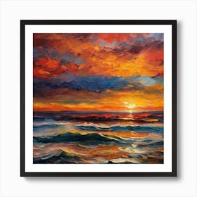 Sunset Over The Ocean Art Print