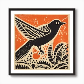 Retro Bird Lithograph Cuckoo 3 Art Print