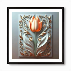 Decorated paper and tulip flower 3 Art Print