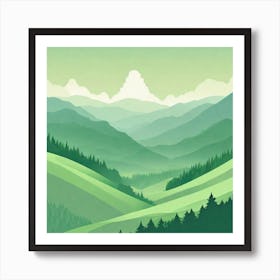 Misty mountains background in green tone 145 Art Print