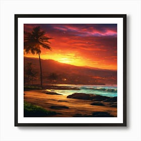 Sunset On The Beach 16 Art Print