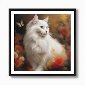 White Cat With Blue Eyes 3 Art Print