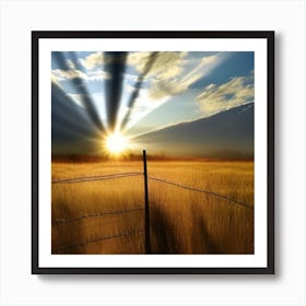 Sunrise Over A Field Art Print