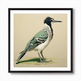 Ohara Koson Inspired Bird Painting Roadrunner 4 Square Art Print