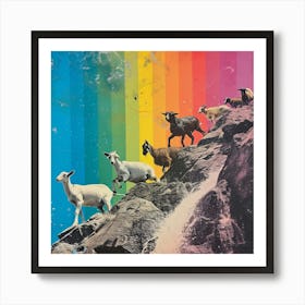 Mountain Goat Stripe Collage Art Print