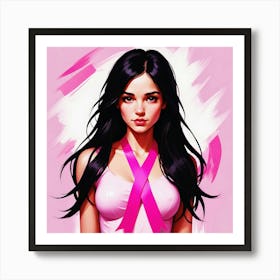 Women Breast Cancer Awareness background in Pink Ribbon international symbol for month October clipart and poster clipart and wall art 23 Art Print