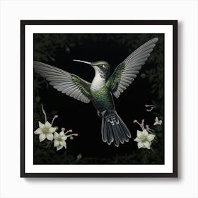 Ohara Koson Inspired Bird Painting Hummingbird 3 Square Art Print