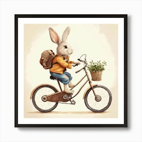 Rabbit On A Bike Art Print