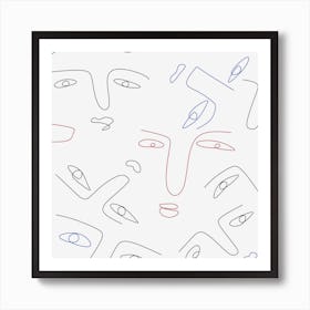 Line drawing abstract face seamless Art Print