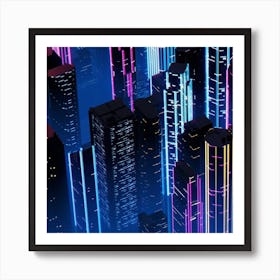 Futuristic Cityscape Night Music The City Neon Background Synth Retrowave Art Print